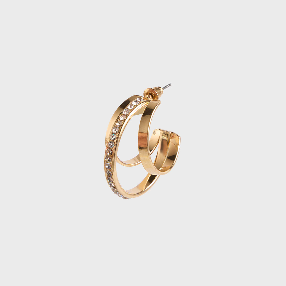 Gold Zircon Embellished Hoop Earrings