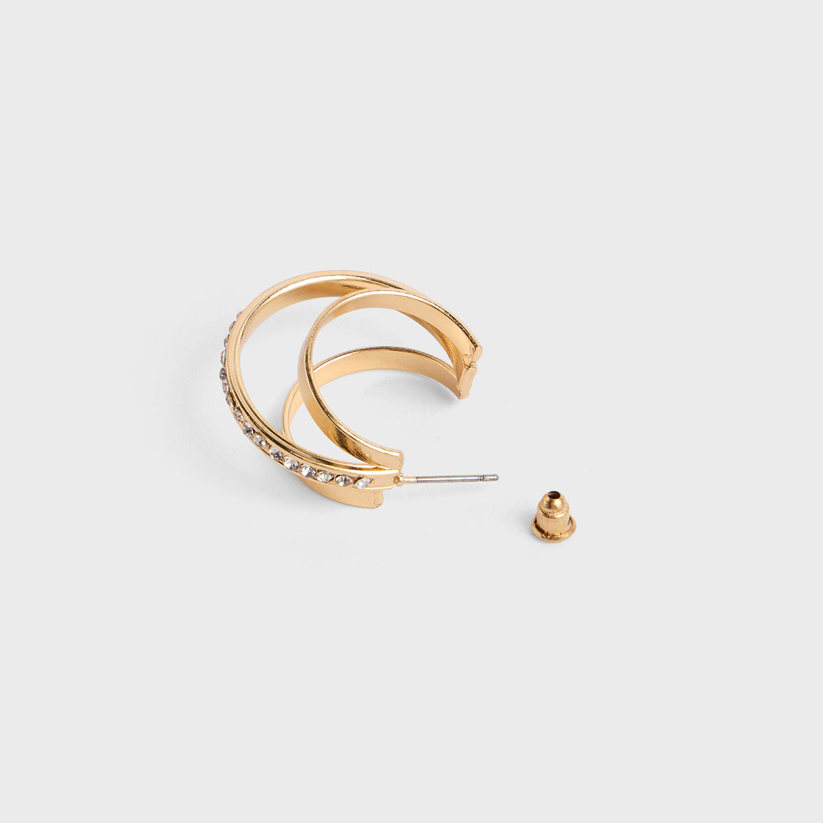 Gold Zircon Embellished Hoop Earrings