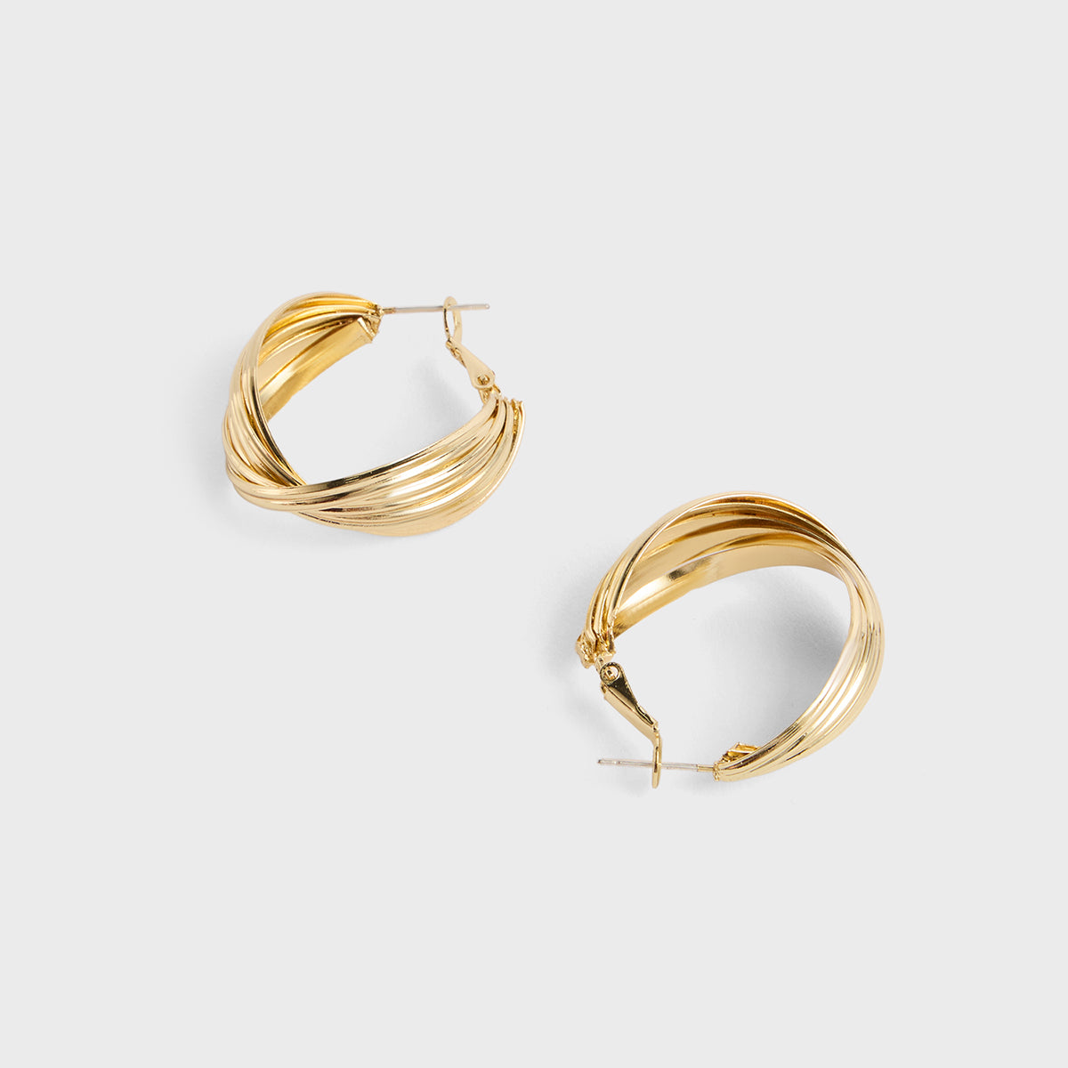 Gold Twisted Textured Hoop Earrings