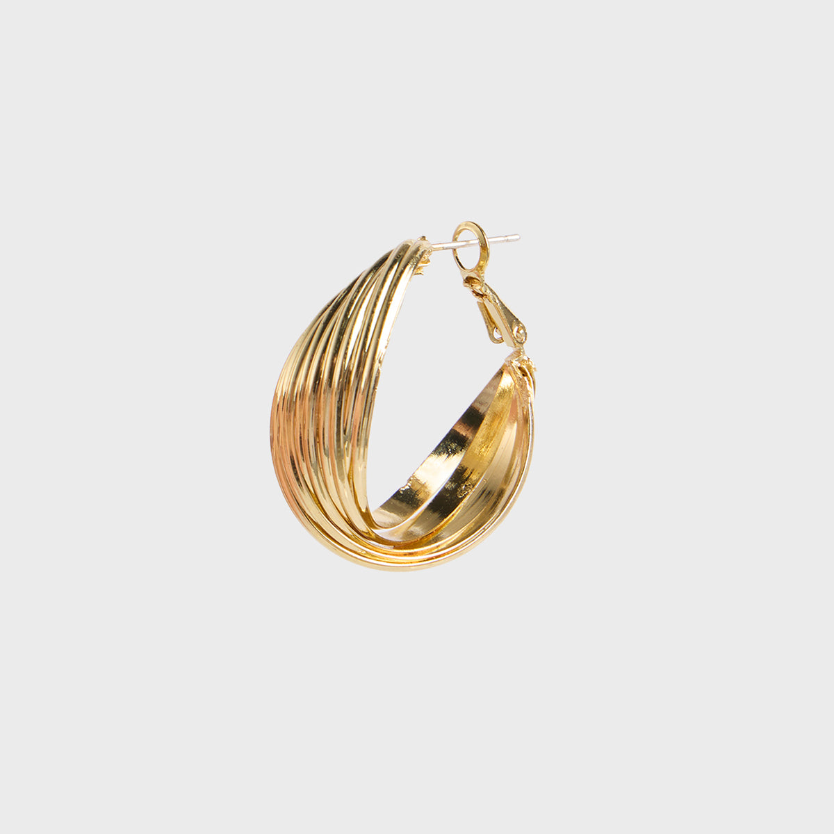 Gold Twisted Textured Hoop Earrings