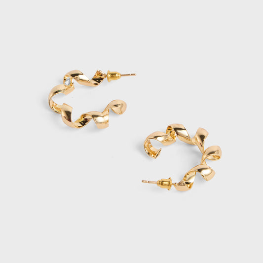 Gold Spring Shaped Hoop Earrings