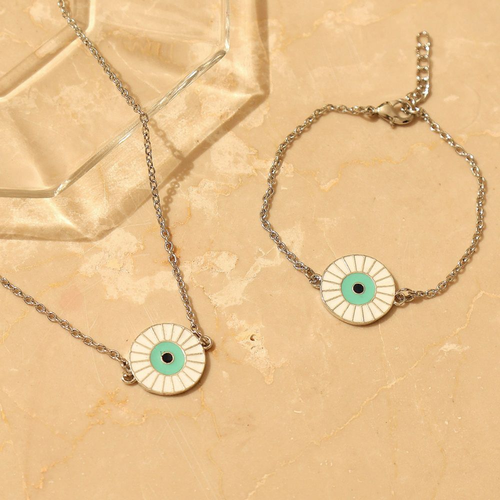 Silver Plated Cubic Zirconia Eliana Evil Eye Set