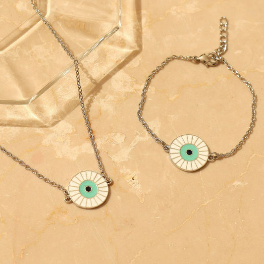 Silver Plated Cubic Zirconia Eliana Evil Eye Set