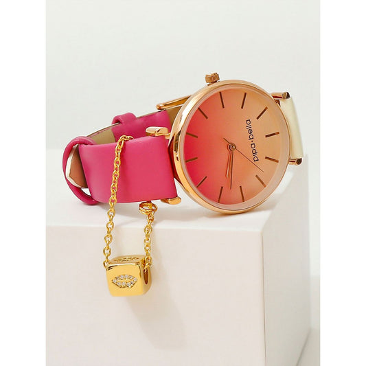 Gold-Plated CZ Lips Cubic Watch Charm