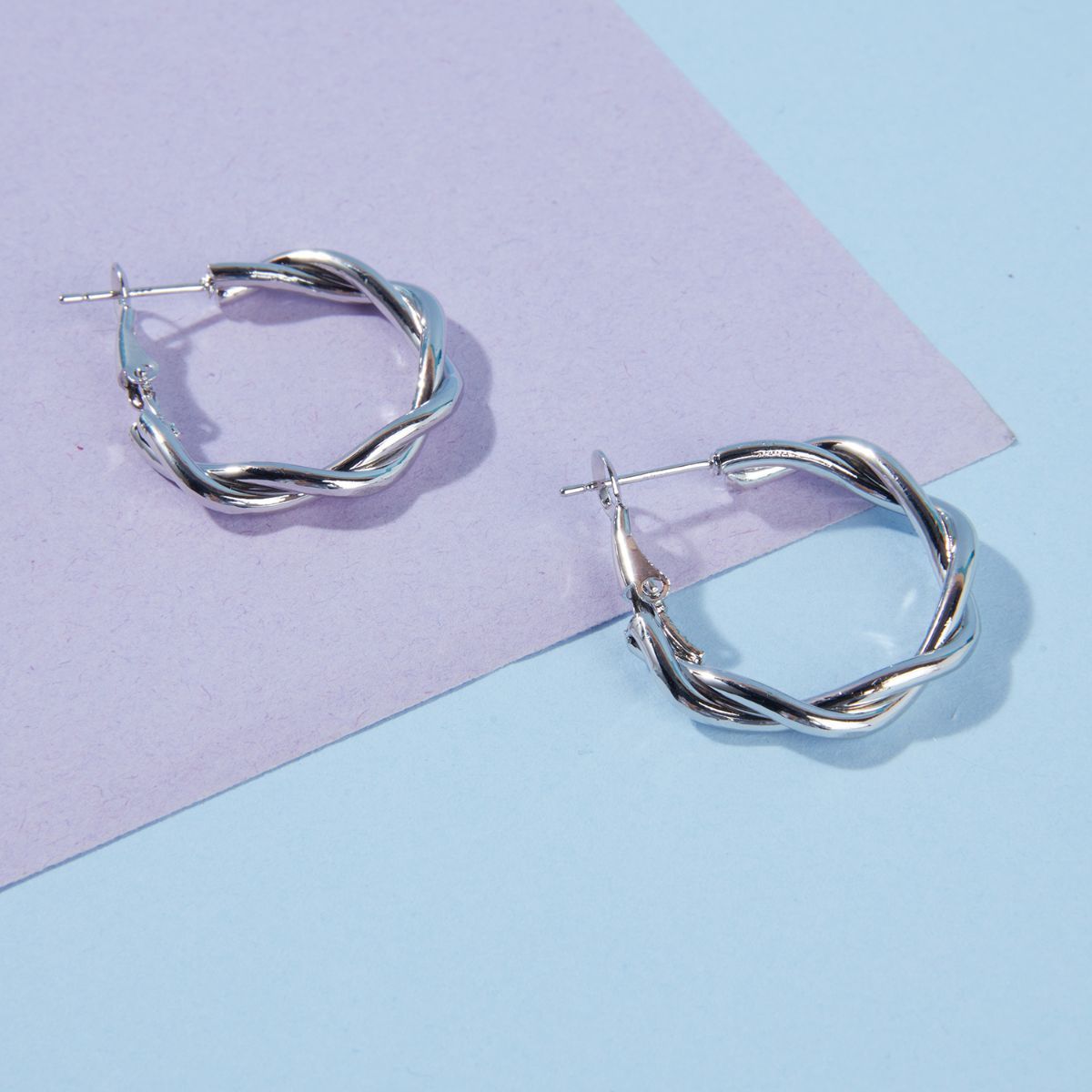 Pipa Bella by Nykaa Fashion Minimal Twisted Silver Hoop Earrings