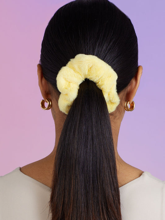 Trendy Set of 2 Yellow Scrunchies