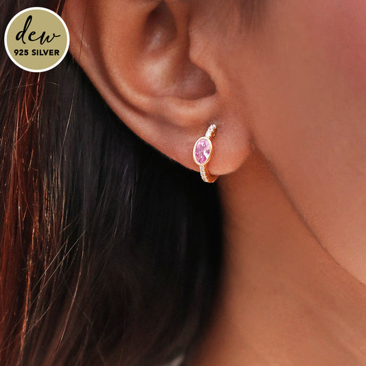 Dew by PB Oval Sterling Silver Stone Earring