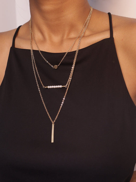 Chic Gold Plated Layered Necklace