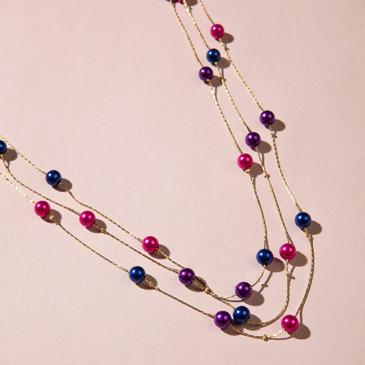 Dainty Multi-Coloured 3 Layered Chain Necklace