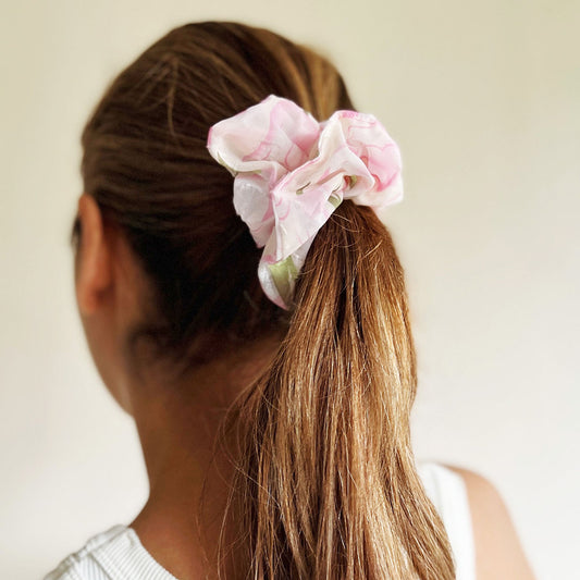 Elegant Pink Printed Scrunchie