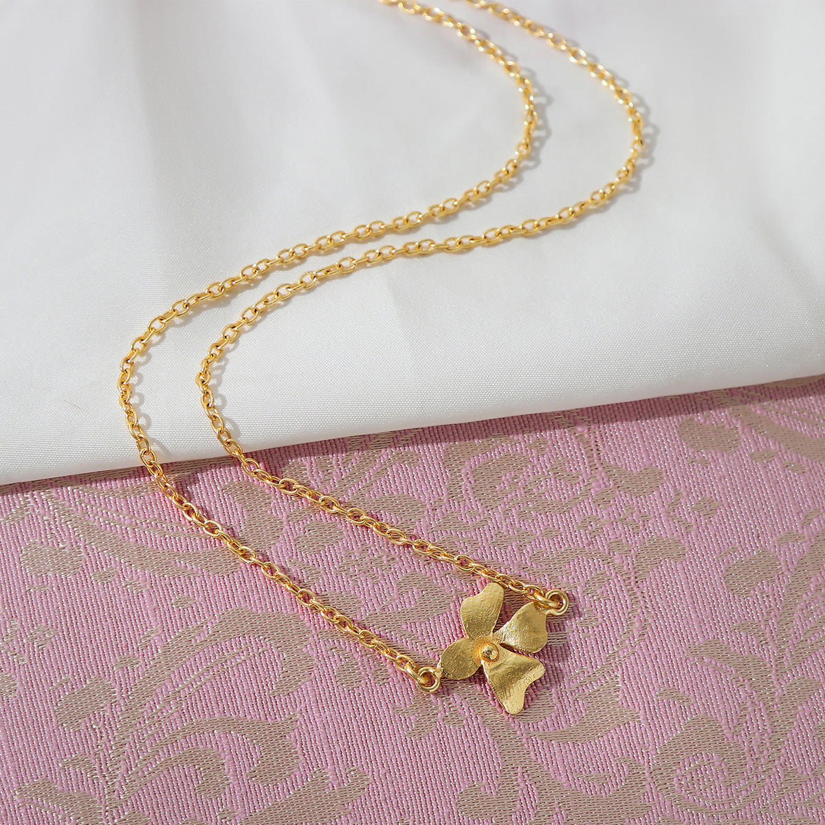 Dainty Gold-Toned Floral Pendant Necklace