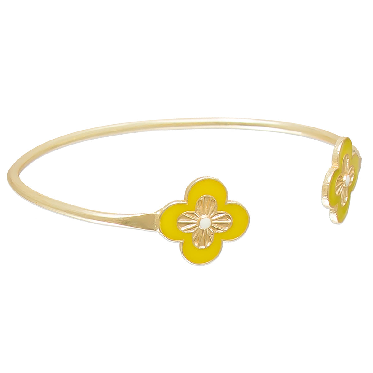 Green and Gold Clover Leaf Enamel Adjustable Bracelet