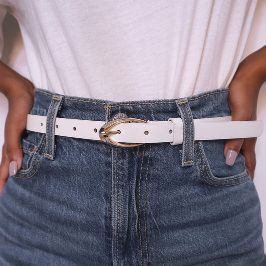 White Always In Style Slim Belt