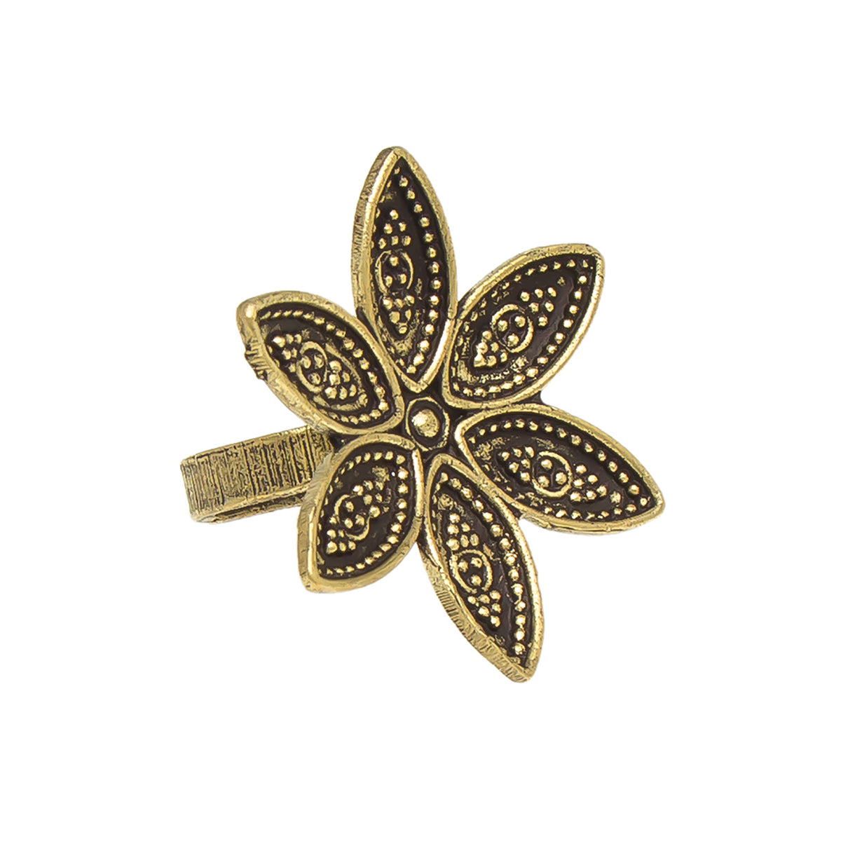 Festive Black & Gold Floral Statement Ring