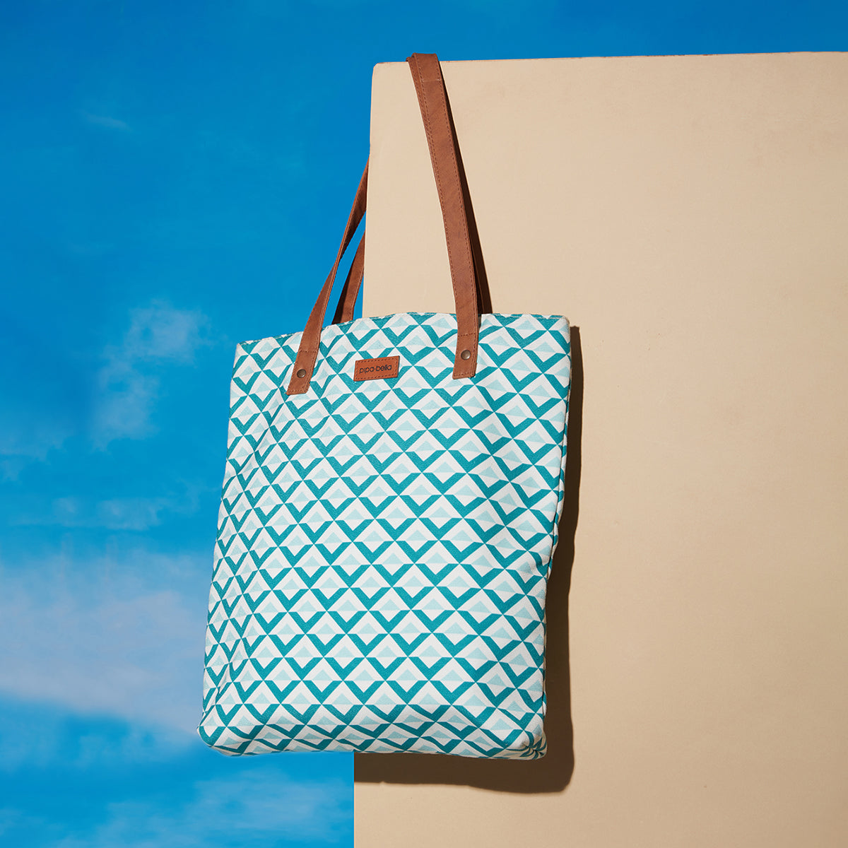 Quirky Teal Blue Geometric Amelia Tote Bag