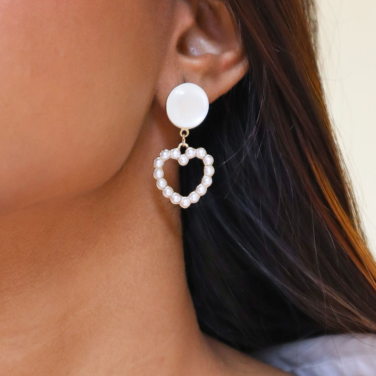 Rose Gold Heart Shaped Pearl Earrings - Luna Jewelry