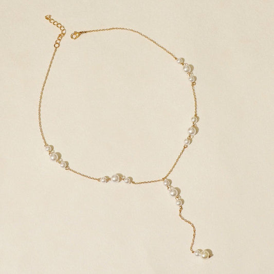 Gold & Pearl Interval Lariat Necklace