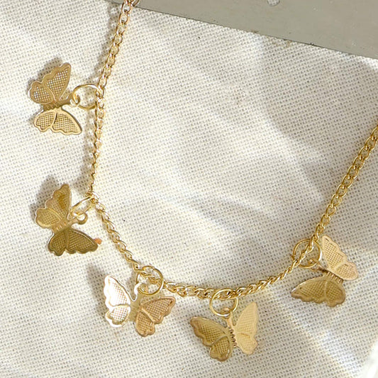 Butterfly Charms Gold Layered Necklace