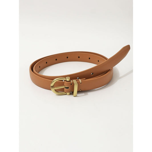 Tan Faux Leather Golden Buckle Belt