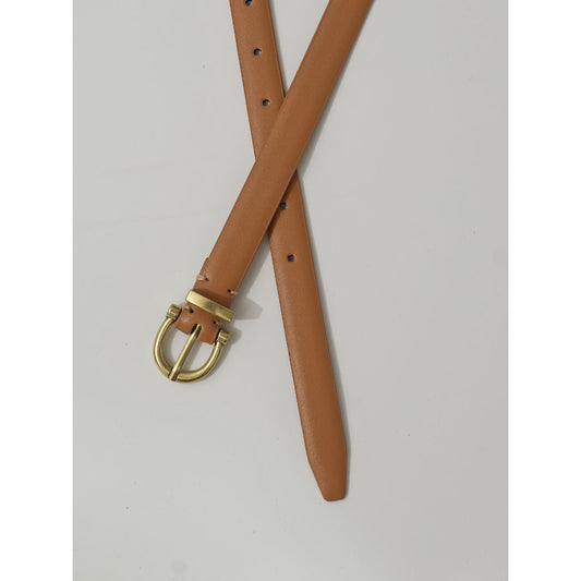 Tan Faux Leather Golden Buckle Belt