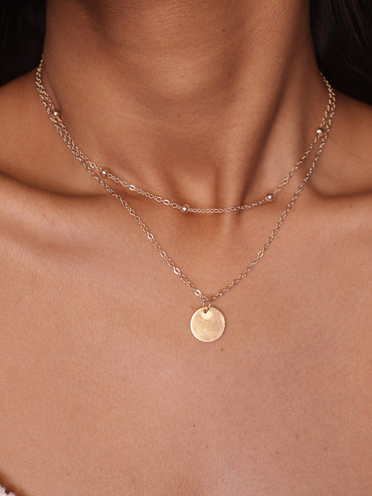 Dainty Gold Plated Layered Pendant Necklace