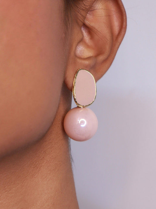 Elegant Pearl and Rose Gold Dangler Earrings