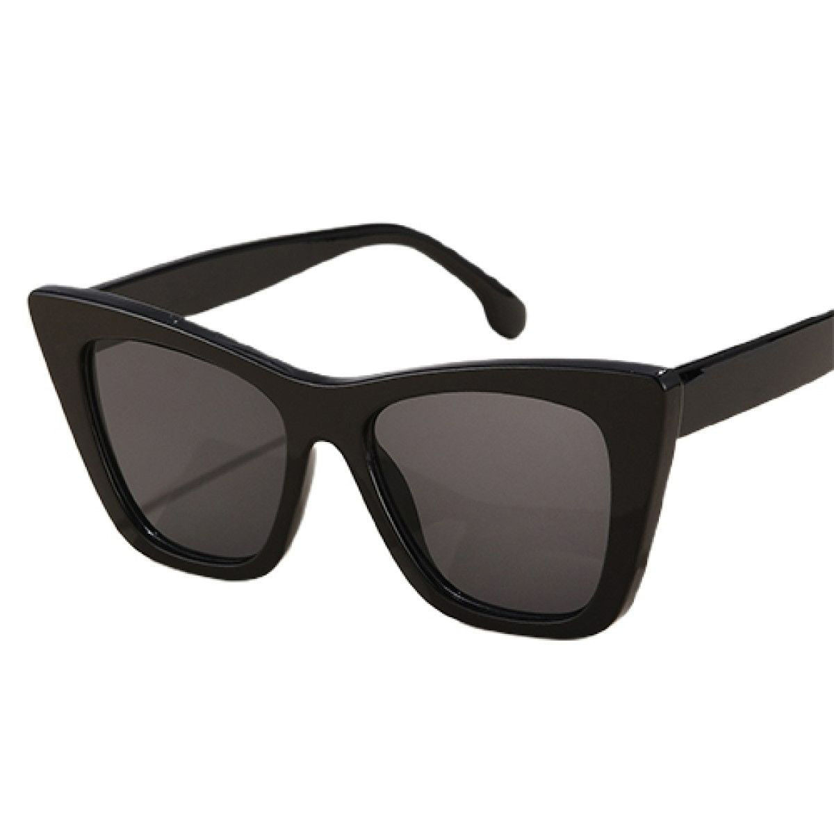 Black Gray Large Frame Cat Eye Sunglasses